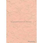 Embroidered Swirl Salmon Pink stitching on Salmon Laser SIlk A4 Handmade, Recycled paper | PaperSource