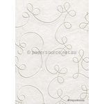 Embroidered Swirl White stitching on White Laser SIlk A4 Handmade, Recycled paper | PaperSource