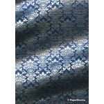 Flat Foil | Insignia Indigo Blue Metallic Pearlescent Cotton with Silver foiled design, handmade, recycled cotton A4 paper - curled | PaperSource