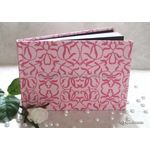Journal A5 | Flocked Filigree with Pink pattern on pink handmade paper. 50 blank smooth white pages with hard cover | PaperSource