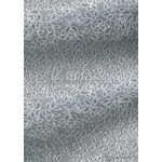 Chiffon Print | Spring Silver Chiffon with White and Silver Floral pattern outlined in Silver Glitter, A4 - curled on dark background | PaperSource