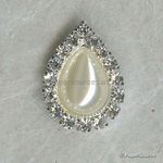 Diamante Trim | Teardrop Silver Cluster with large central faux pearl and surrounded with quality Czech diamantes | PaperSource
