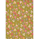 Japanese Chiyogami Luxe A4 Yuzen paper with cute bunnies on gold | PaperSource