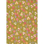 Japanese Chiyogami Luxe A4 Yuzen paper with cute bunnies on gold | PaperSource