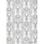 Chiffon Print | Peacock White Chiffon with Silver Damask Feather pattern, A4 | PaperSource