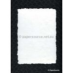 Deckled Handmade Khadi off-white natural A5 paper, 180gsm approx | PaperSource