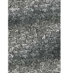 Japanese Chiyogami Floral 34, Black and White with Silver accents. An A4 Washi Yuzen Handmade Paper | PaperSource