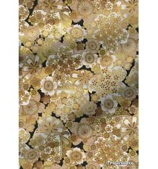 Japanese Chiyogami Floral 55, Large and Smalll Gold Blossom Flowers. A Washi Yuzen Handmade Paper | PaperSource