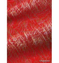 Chiyogami Abstract 2 Red with gold brush strokes, Small Sheet | PaperSource