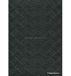 Embossed Quatrefoil Onyx Black Pearlescent A4 handmade, recycled paper | PaperSource