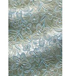 Embossed Foil Silver Foil on Pastell Blue Pearlescent Cotton A4 handmade recycled paper curled