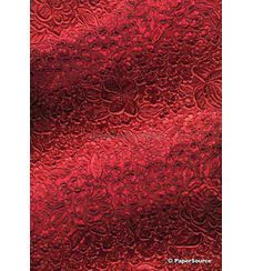 Embossed Foil Bouquet Red Foil on Red Matte Cotton A4 handmade recycled paper curled | PaperSource