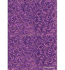 CLEARANCE Embossed Foil Purple Foil on Pink Matte Cotton A4 handmade recycled paper