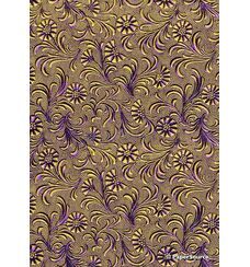 Embossed Foil Purple Foil on Yellow Matte Cotton A4 handmade recycled paper
