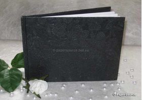 Journal | Embossed Bloom Onyx Black, 50 blank, unlined smooth white pages with hard cover. A4 Landscape orientation. Also used as a Guest Book and Photo album | PaperSource