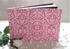 Journal A5 | Flocked Filigree with Pink pattern on pink handmade paper. 50 blank smooth white pages with hard cover | PaperSource