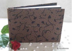 Journal A5 | Flocked Tulip with Black Tulip pattern on chocolate brown handmade paper. 50 blank smooth white pages with hard cover | PaperSource