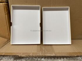 C6 Rigid Box in Ivory Pearl finish and white inside showing a C6 size box and card sample