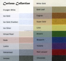 Curious Metallics colour chart | PaperSource