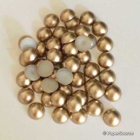 Embellishment | Half Pearl 8mm. A Gold Faux Half Pearl with flat back for ease of glueing. 50 pack | PaperSource
