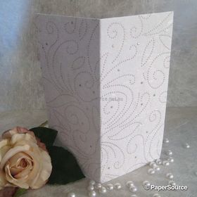 Clearance DL 210 x 100 (folded) Handmade Card Blanks White / Silver detail