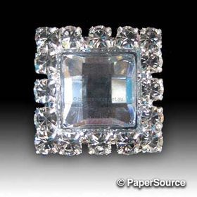 Diamante Trim | Square shape in Silver, with a central stone and surrounded with quality Czech diamantes | PaperSource