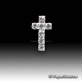 Diamante Cross T-021 with single row of crystal clear diamantes and flat on back. Perfect for Baptisms, Communions and other religious events.