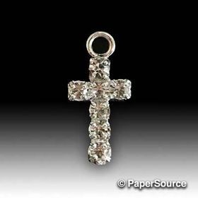 Diamante Cross T-062 with single row of crystal clear diamantes with a loop and flat on back. Perfect for Baptisms, Communions and other religious events.