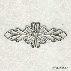Trim | Metal Filigree Trim MFT4 with a central flower and branches either side in Silver | PaperSource