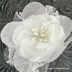 Fabric Flower - Lace White Handmade, Fabric Flower Embellishment | PaperSource