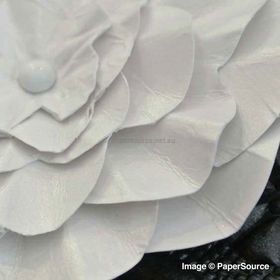 Flower - Ruffle White Large Handmade, Pearlescent Flower Embellishment | PaperSource
