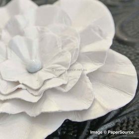 Flower - Ruffle White Medium Handmade, Pearlescent Flower Embellishment | PaperSource