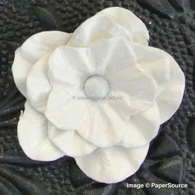 Flower - Ruffle White Small Handmade, Pearlescent Flower Embellishment | PaperSource