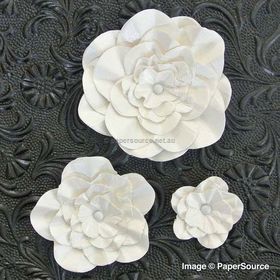 Flower - Ruffle Ivory Pearl Medium Handmade, Pearlescent Flower Embellishment | PaperSource