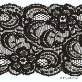Lace | Lace Border Floral design in Black approx 90mm wide | PaperSource Lace | Lace Border Floral design in Black approx 90mm wide | PaperSource