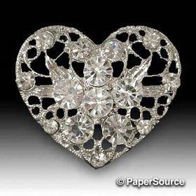 Embellishment | Brooch Lace Heart, 34x29mm, A Grade Czech Crystal Diamantes for maximum sparkle | PaperSource