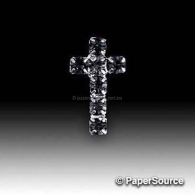 Diamante Cross T-056 with single row of crystal black diamantes and flat on back. Perfect for religious events.