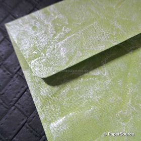 Batik Metallic | Leaf Green with Silver 120gsm Handmade Recycled envelope | PaperSource