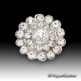 Diamante Trim | Rose, 2 rows of diamantes surround one large central stone. Premium A-grade Czech Diamantes | PaperSource
