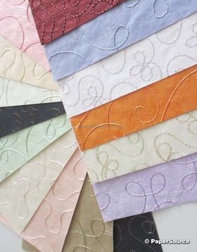 Colourific | 15 sheets of A5 size, handmade recycled paper in Embroidered style with many patterns | PaperSource