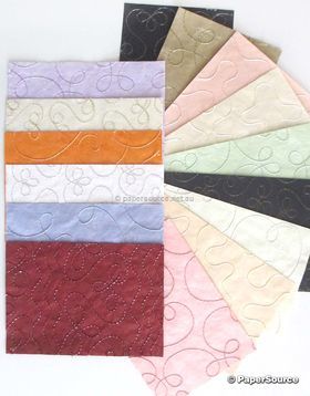 Colourific | 15 sheets of A5 size, handmade recycled paper in Embroidered style with many patterns | PaperSource