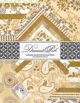 Diamond Pack Ivory | 30 sheets of handmade, recycled patterned, embossed and glitter papers | PaperSource