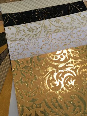 Colourific | Gold Picasso 30+ sheets of A5 size, handmade recycled gold themed paper in Embossed, Foiled, Glitter and patterned styles | PaperSource