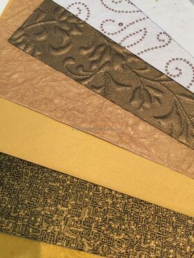 Colourific | Gold Picasso 30+ sheets of A5 size, handmade recycled gold themed paper in Embossed, Foiled, Glitter and patterned styles | PaperSource