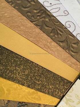 Colourific | Gold Picasso 30+ sheets of A5 size, handmade recycled gold themed paper in Embossed, Foiled, Glitter and patterned styles | PaperSource