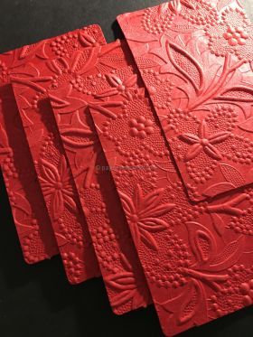 Card Topper | 85 x 135mm Embossed Bloom Red Matte handmade paper - detail | PaperSource