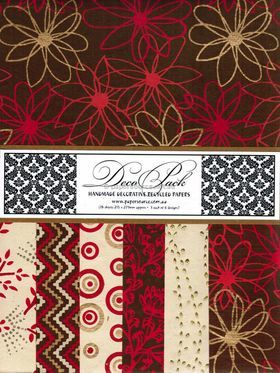 DecoPack 135 Red themed - An assortment of handmade recycled papers popular with Cardmakers