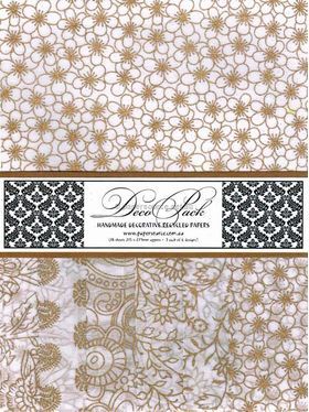 DecoPack 140 Gold themed - An assortment of handmade recycled papers popular with Cardmakers