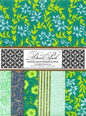 DecoPack 129 Mint Green themed - An assortment of handmade recycled papers popular with Cardmakers