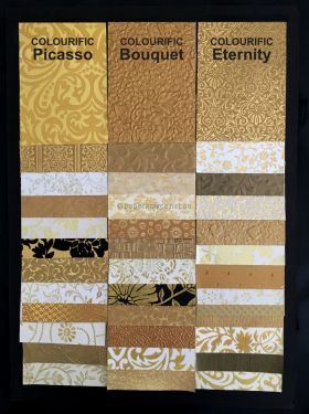 Colourific | Gold Bouquet 30 sheets of A5 size, handmade recycled gold themed paper in Embossed, Foiled, Glitter and patterned handmade, recycled paper | PaperSource